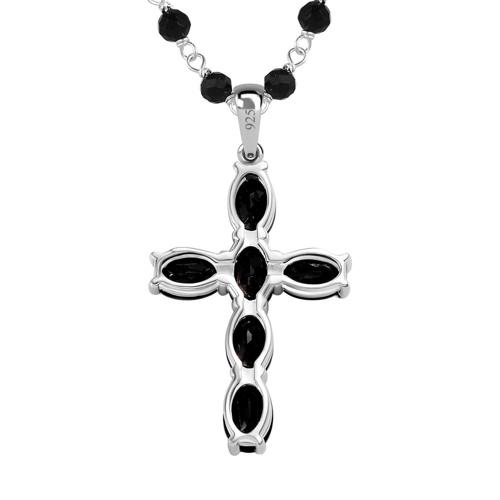 Schwarzer Spinell Halskette, 925 Silber ca. 21.00 ct