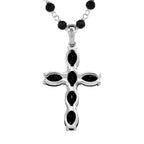 Schwarzer Spinell Halskette, 925 Silber ca. 21.00 ct