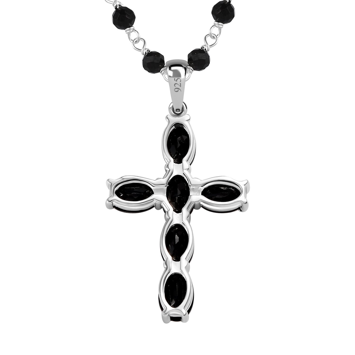 Schwarzer Spinell Halskette, 925 Silber ca. 21.00 ct