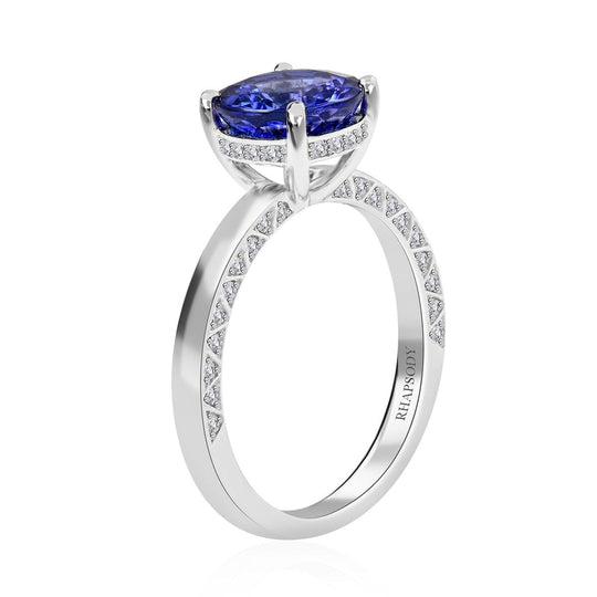 Rhapsody AAAA Tansanit, Weißer Diamant AGI zertifiziert Ring 950 Platin (Größe 17.00) ca. 2.48 ct