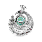 Pfau Triplett Quarz, mehrfarbiger Turmalin Anhänger 925 Silber platiniert ca. 2.52 ct
