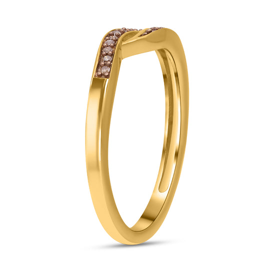 Natürlicher Champagner Diamant Ring, 925 Silber Gelbgold Vermeil (Größe 19.00) ca. 0.10 ct
