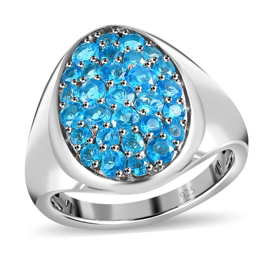 Neon Apatit Ring 925 Silber platiniert ca. 1.69 ct