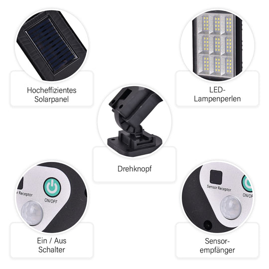 Sensor-Solar-Straßenlampe Material, Solar-LED, mit Fernbedienung, schwarz