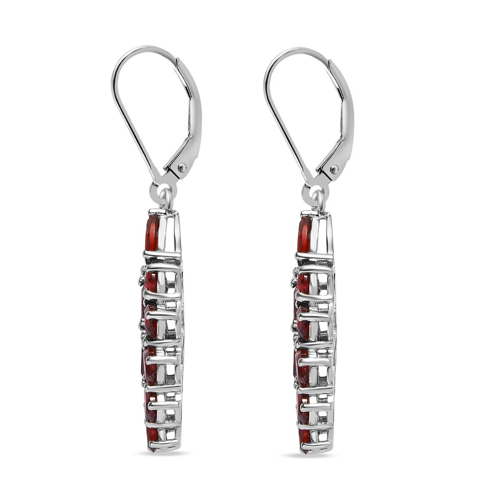 Natürliches Mosambik Granat Ohrringe, 925 Silber platiniert, ca. 6.17 ct