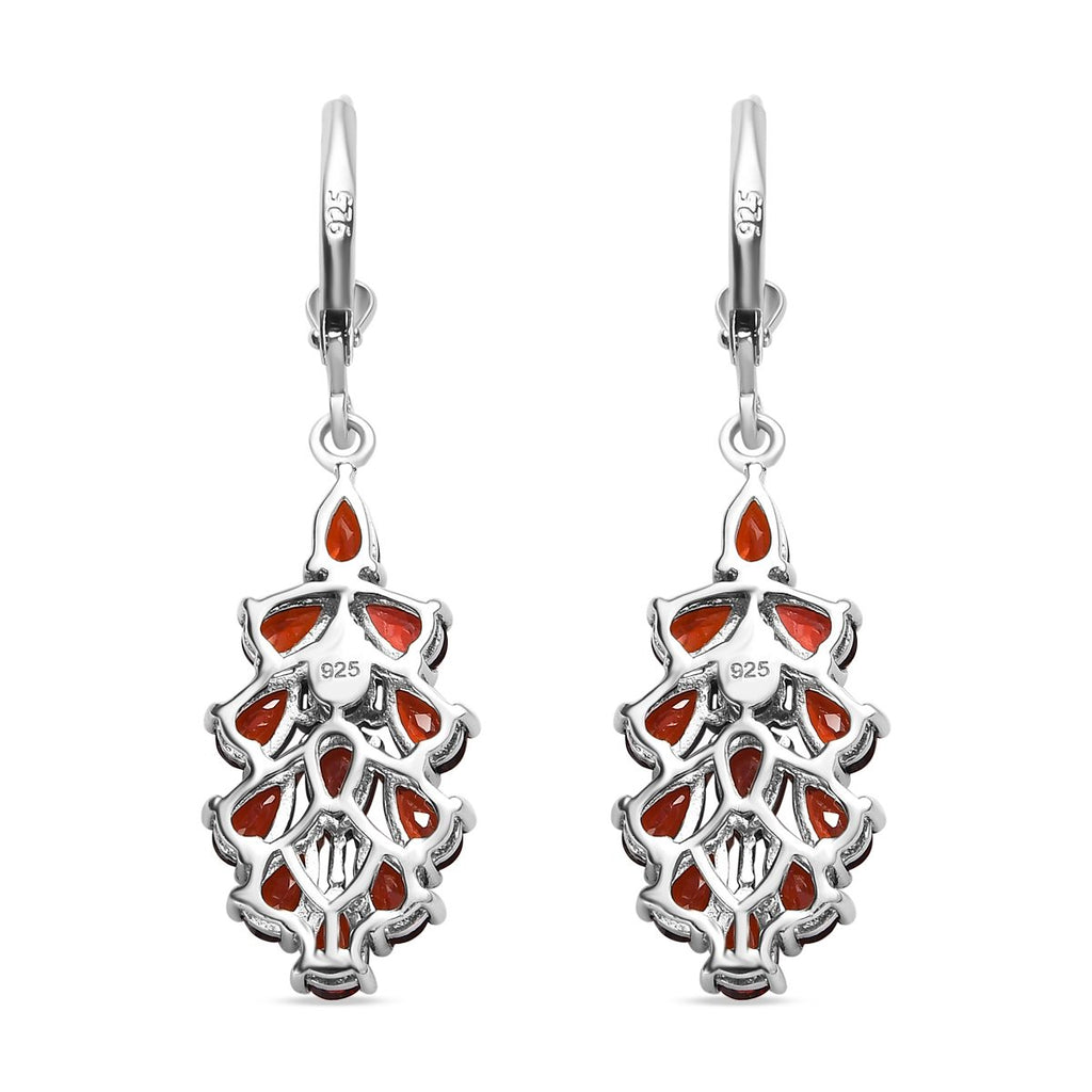 Natürliches Mosambik Granat Ohrringe, 925 Silber platiniert, ca. 6.17 ct