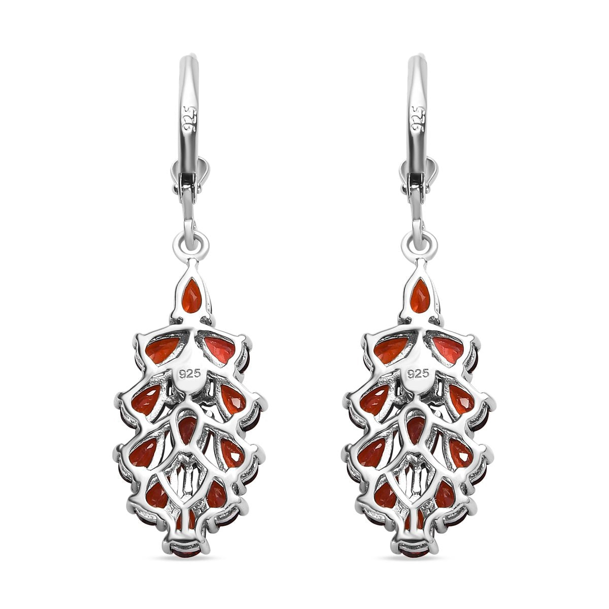Natürliches Mosambik Granat Ohrringe, 925 Silber platiniert, ca. 6.17 ct
