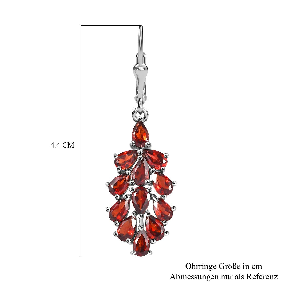 Natürliches Mosambik Granat Ohrringe, 925 Silber platiniert, ca. 6.17 ct