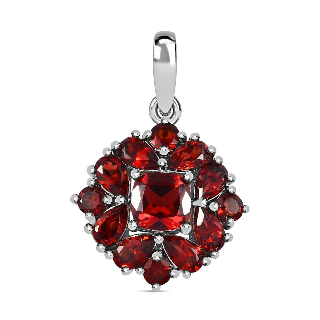 Natürlicher Mosambik Granat Anhänger, 925 Silber platiniert ca. 3.75 ct