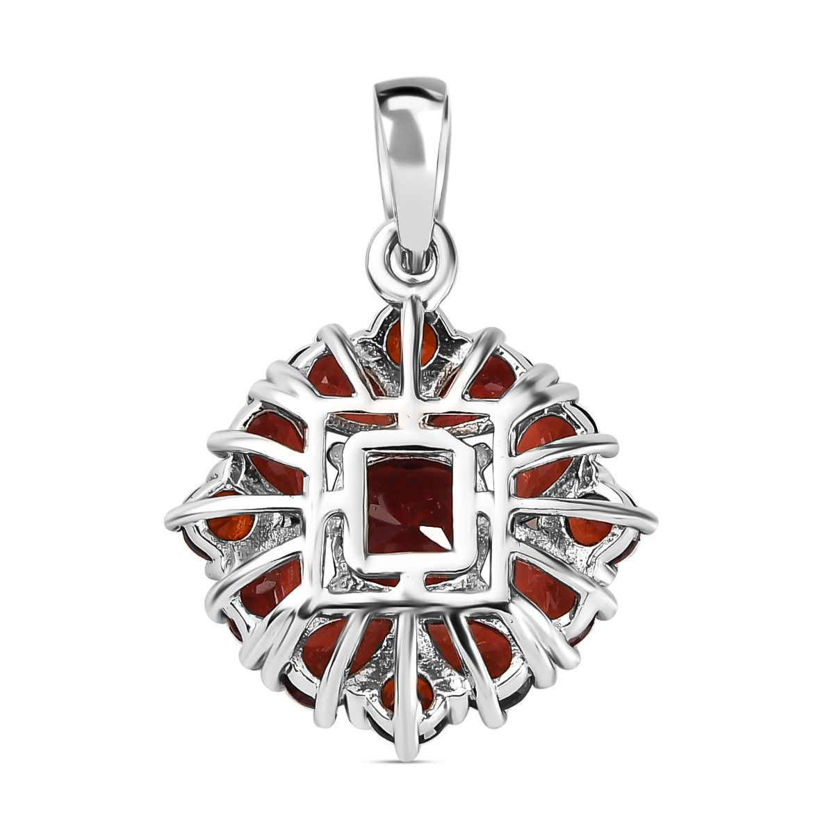 Natürlicher Mosambik Granat Anhänger, 925 Silber platiniert ca. 3.75 ct