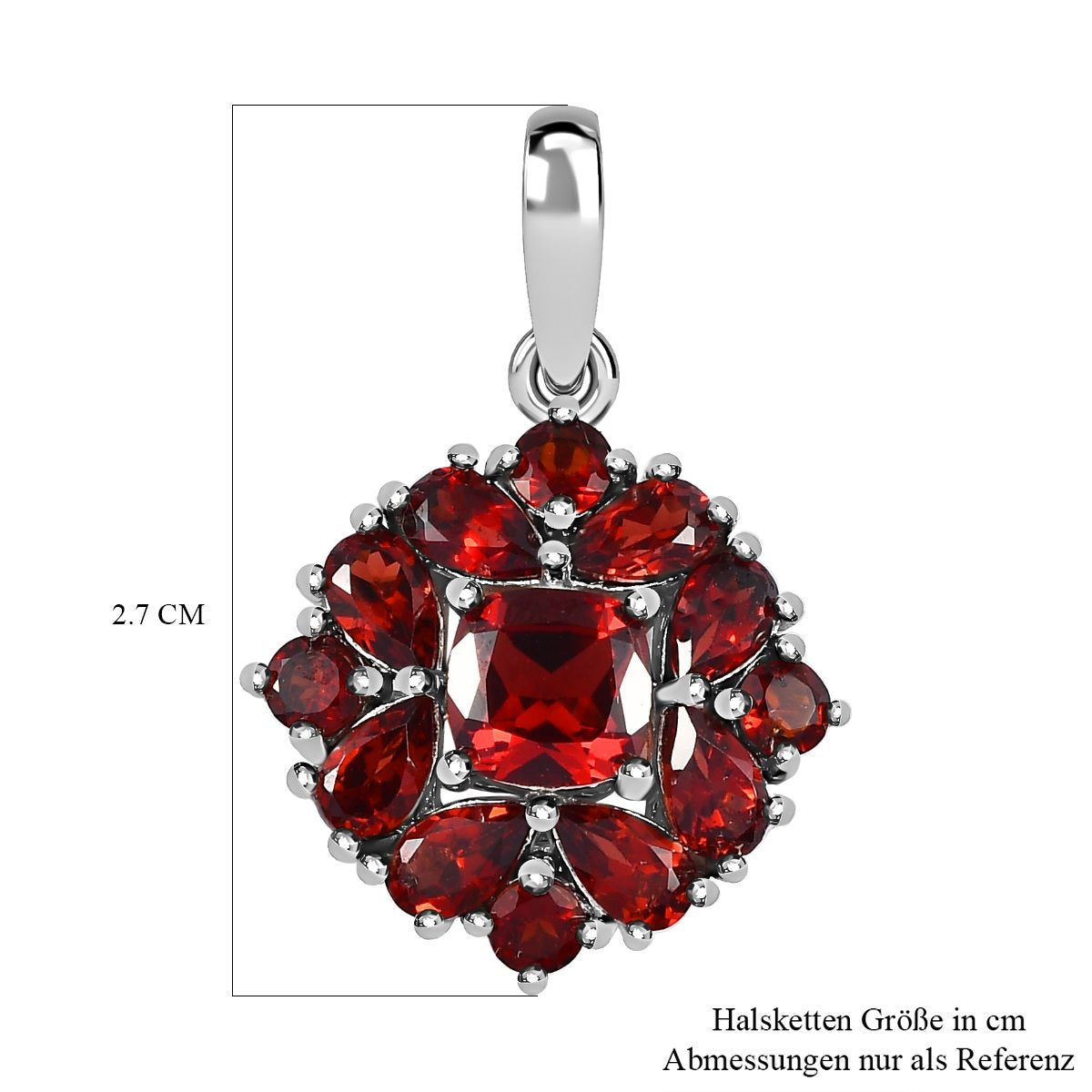 Natürlicher Mosambik Granat Anhänger, 925 Silber platiniert ca. 3.75 ct