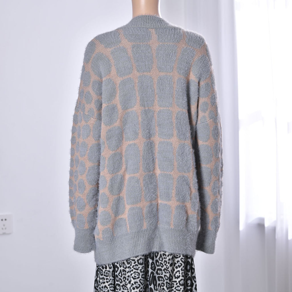 Cardigan mit 2 Taschen, Einheitsgröße, 64x84cm, grau und pfirsichfarben