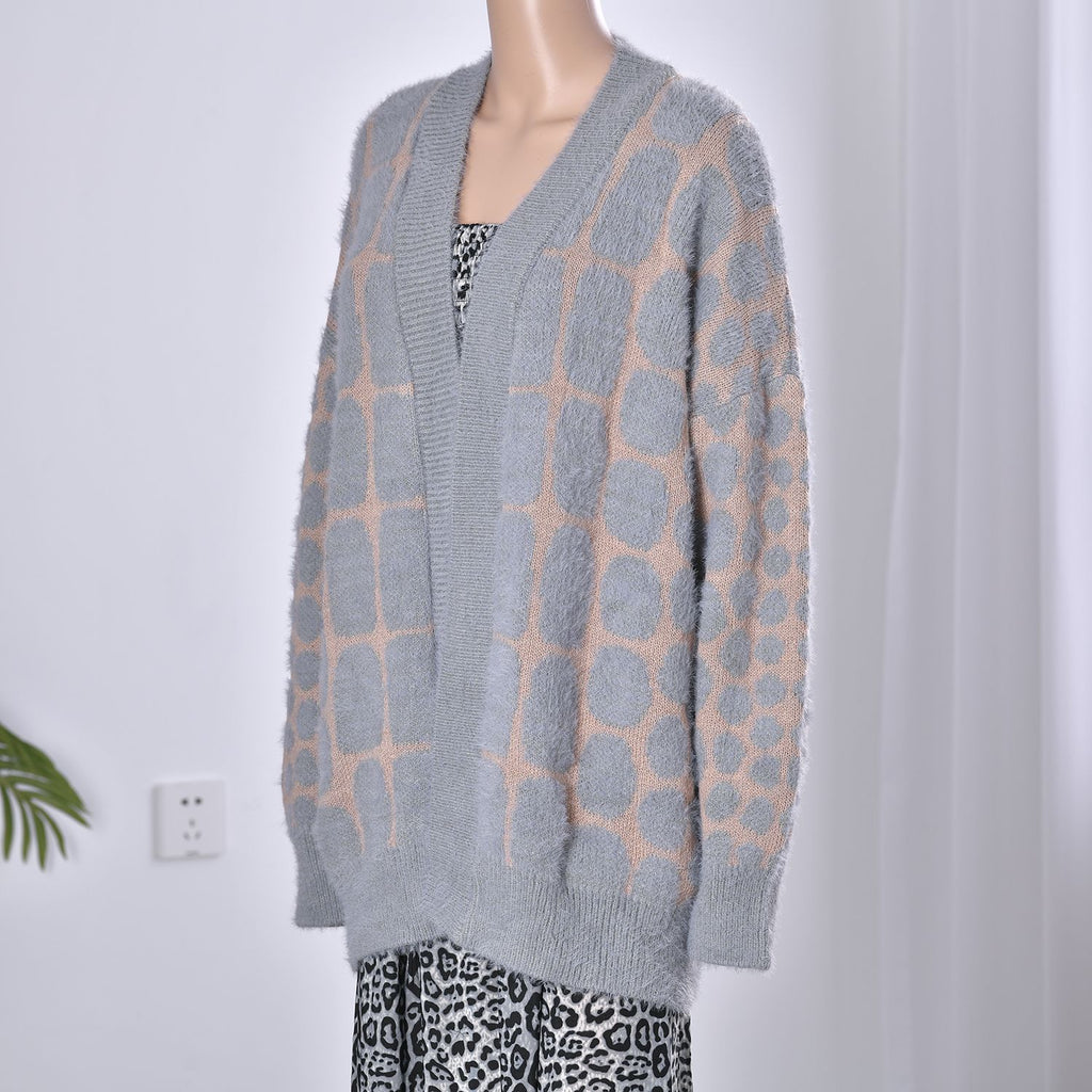 Cardigan mit 2 Taschen, Einheitsgröße, 64x84cm, grau und pfirsichfarben