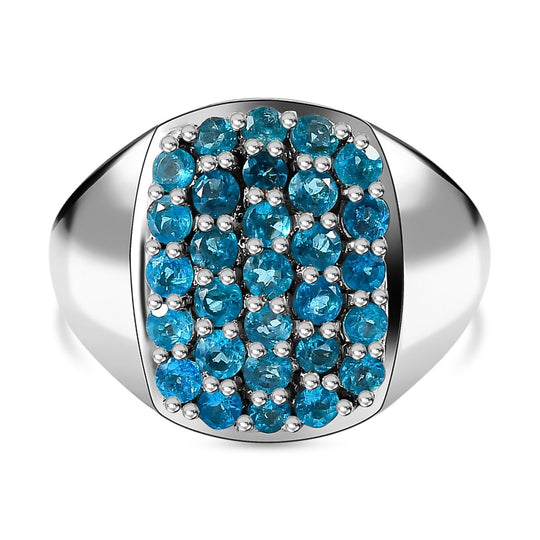 Neon Apatit Ring, 925 Silber platiniert, (Größe 19.00) ca. 1.42 ct
