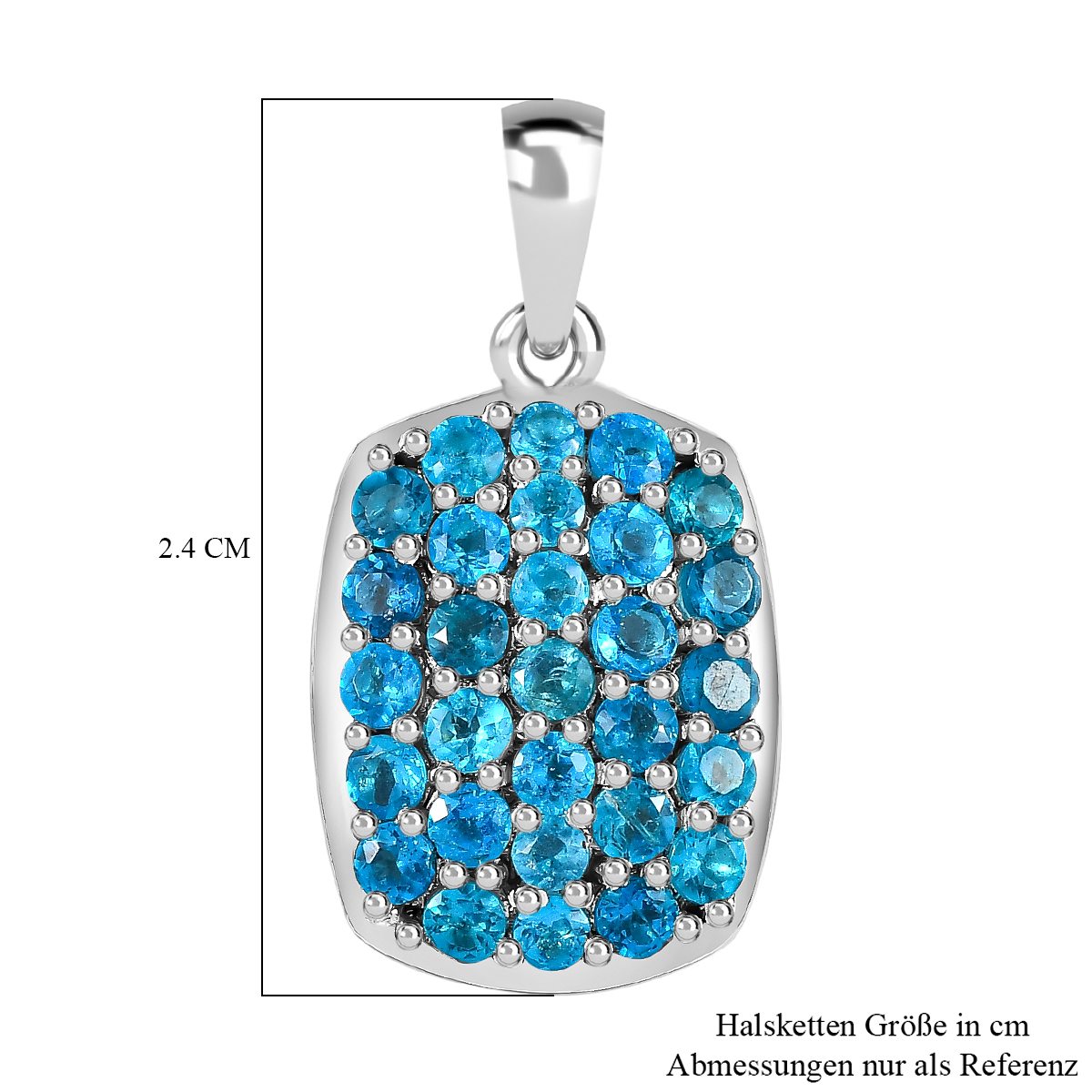Neon Apatit Anhänger 925 Silber platiniert ca. 1.42 ct