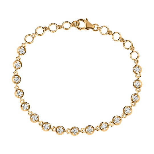 Moissanit Armband, 19cm, 925 Silber Gelbgold Vermeil - 1,14 ct.