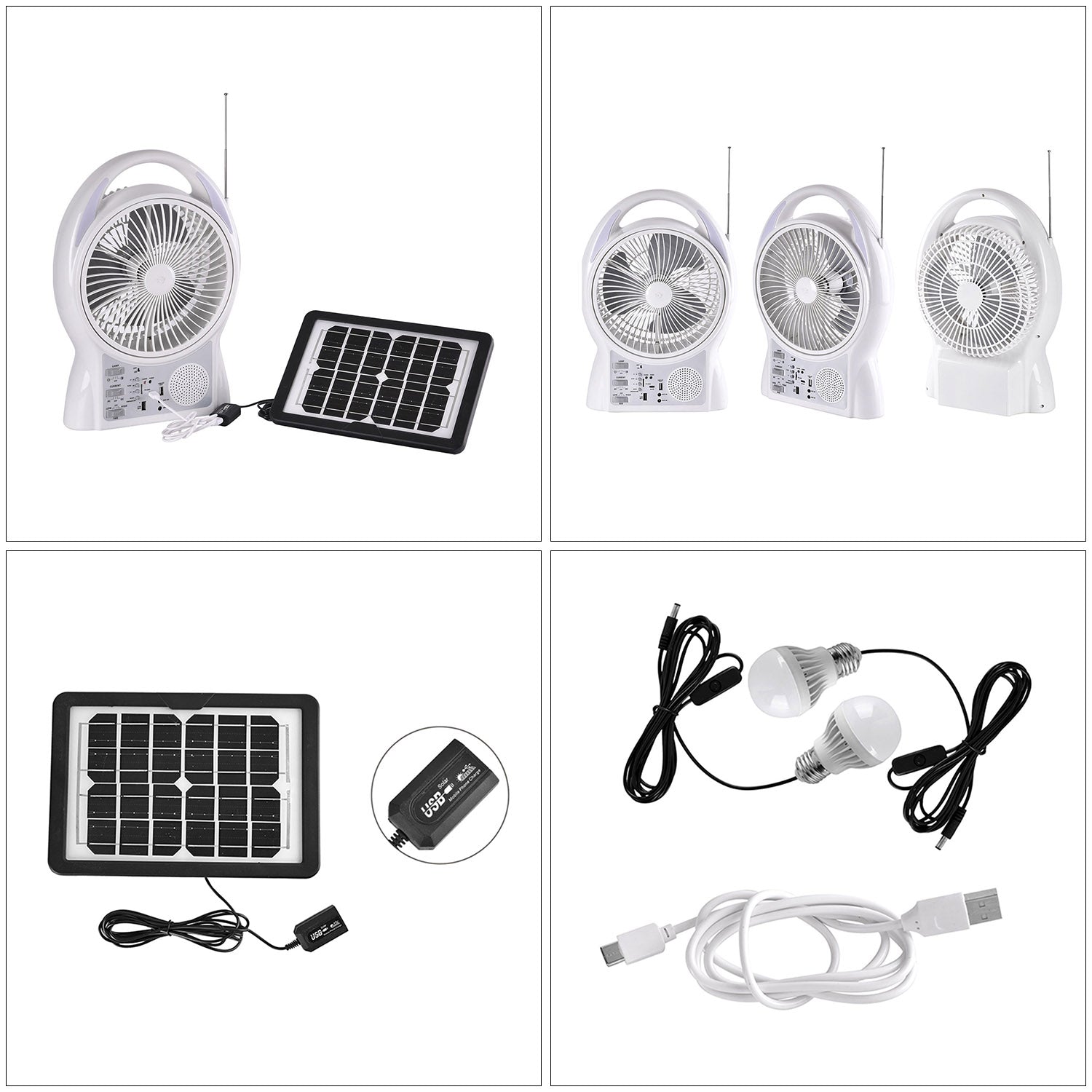 Tragbarer Mini-Solarventilator, Eingebauter 5500MAH Lithium-Akku, weiß