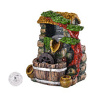 Wasserbrunnen mit LED Lichter und Kristallkugel, 17x14x21 cm, Stein Haus und Mühlrad