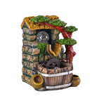 Wasserbrunnen mit LED Lichter und Kristallkugel, 17x14x21 cm, Stein Haus und Mühlrad
