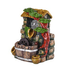 Wasserbrunnen mit LED Lichter und Kristallkugel, 17x14x21 cm, Stein Haus und Mühlrad