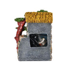 Wasserbrunnen mit LED Lichter und Kristallkugel, 17x14x21 cm, Stein Haus und Mühlrad
