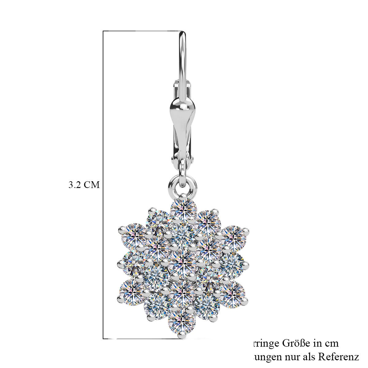 Moissanit Ohrringe, 925 Silber platiniert ca. 2.28 ct