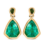 Smaragd-Triplette-Quarz, Natürlicher Chromdiopsid Ohrringe, 925 Silber Gelbgold Vermeil ca. 9.21 ct