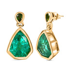 Smaragd-Triplette-Quarz, Natürlicher Chromdiopsid Ohrringe, 925 Silber Gelbgold Vermeil ca. 9.21 ct