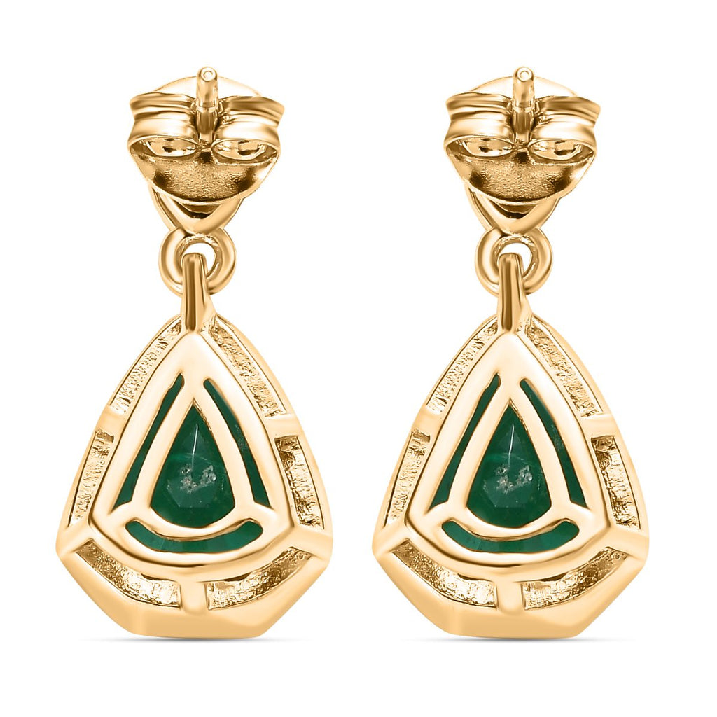 Smaragd-Triplette-Quarz, Natürlicher Chromdiopsid Ohrringe, 925 Silber Gelbgold Vermeil ca. 9.21 ct