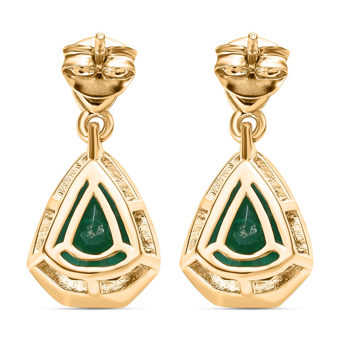 Smaragd-Triplette-Quarz, Natürlicher Chromdiopsid Ohrringe, 925 Silber Gelbgold Vermeil ca. 9.21 ct