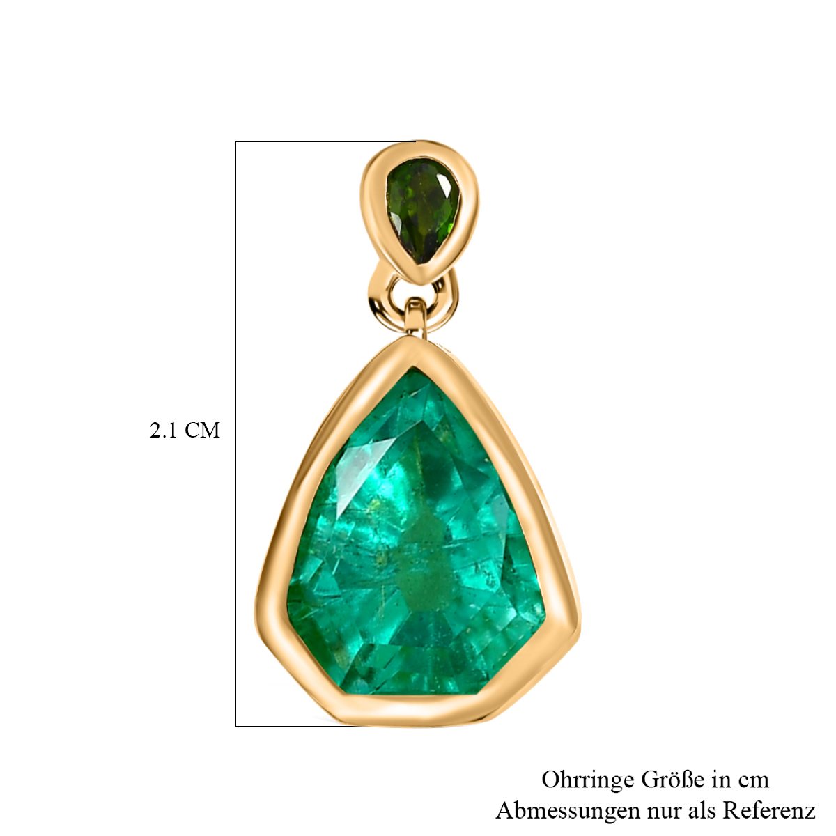 Smaragd-Triplette-Quarz, Natürlicher Chromdiopsid Ohrringe, 925 Silber Gelbgold Vermeil ca. 9.21 ct