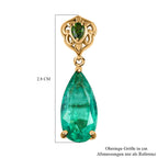 Smaragd-Triplett-Quarz, Natürlicher Chromdiopsid Ohrringe, 925 Silber vergoldet ca. 9.30 ct