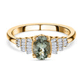 AA Grüner Tansanit, weißer Diamant Ring 925 Silber Gelbgold Vermeil (Größe 17.00) ca. 1.08 ct