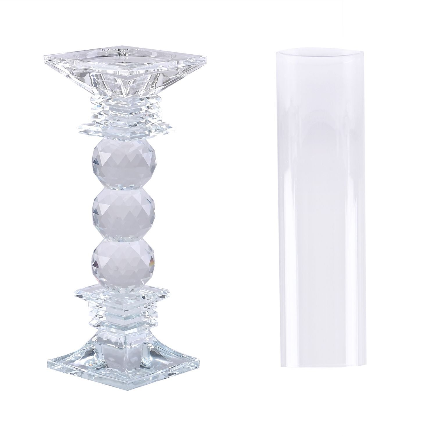 The 5th Season Kristall-Kerzenhalter, 47cm Höhe, Silber