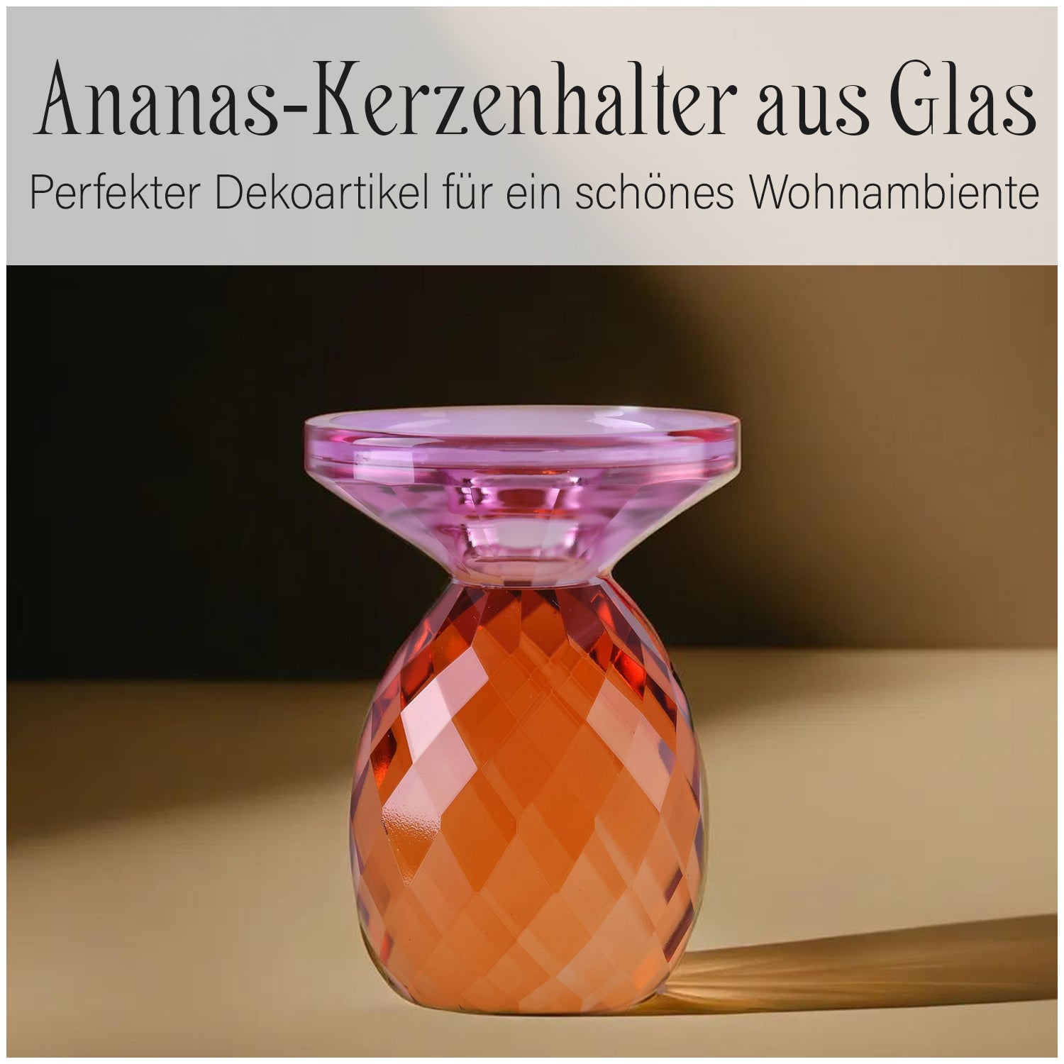 Ananas-Kerzenhalter aus Glas, Größe: 10x13cm, lila