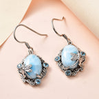 Larimar, Blau Topas Ohrringe, 925 Silber platiniert, ca. 14.68 ct