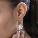 Larimar, Blau Topas Ohrringe, 925 Silber platiniert, ca. 14.68 ct