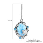 Larimar, Blau Topas Ohrringe, 925 Silber platiniert, ca. 14.68 ct