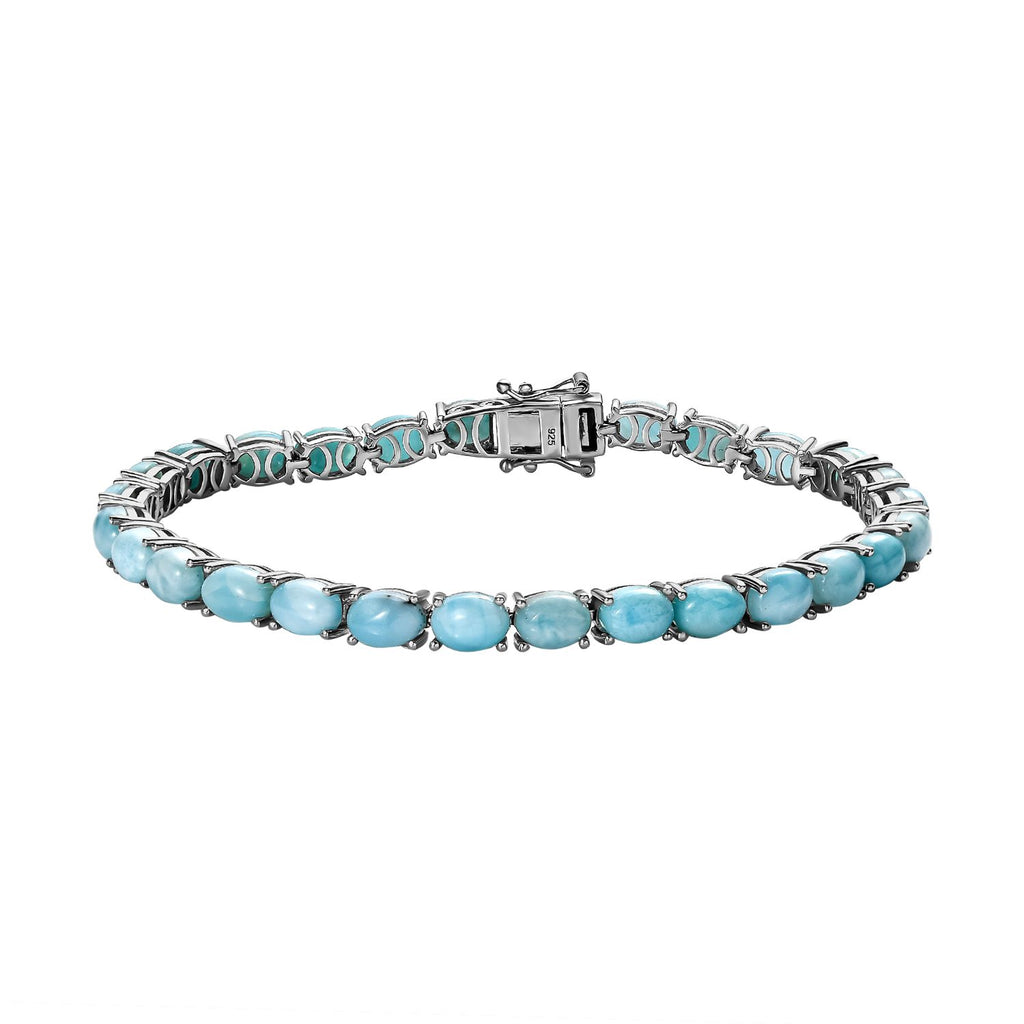 Larimar Armband, ca. 20 cm 925 Silber platiniert ca. 23.92 ct