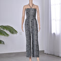 Schulterfrei Jumpsuit, Größe: 27x123, schwarz mit Leopardenmuster