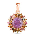 Hanabi Schliff - Rose De France Amethyst und mehrfarbiger Turmalin-Anhänger - 14,22 ct.