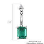 Smaragd-Triplette-Quarz, weißer Zirkon Ohrringe, 925 Silber platiniert ca. 3.70 ct
