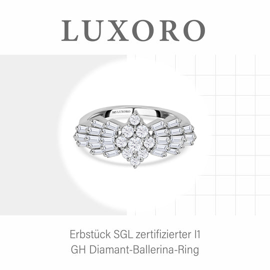 LUXURIANT DIAMOND - Diamant Ballerina-Ring, SGL zertifiziert I1 G-H, 585 Gelbgold (Größe 20.00) ca. 1.00 ct