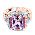 Rose De France Amethyst, weißer Zirkon Ring, 925 Silber rosévergoldet, (Größe 17.00) ca. 8.02 ct