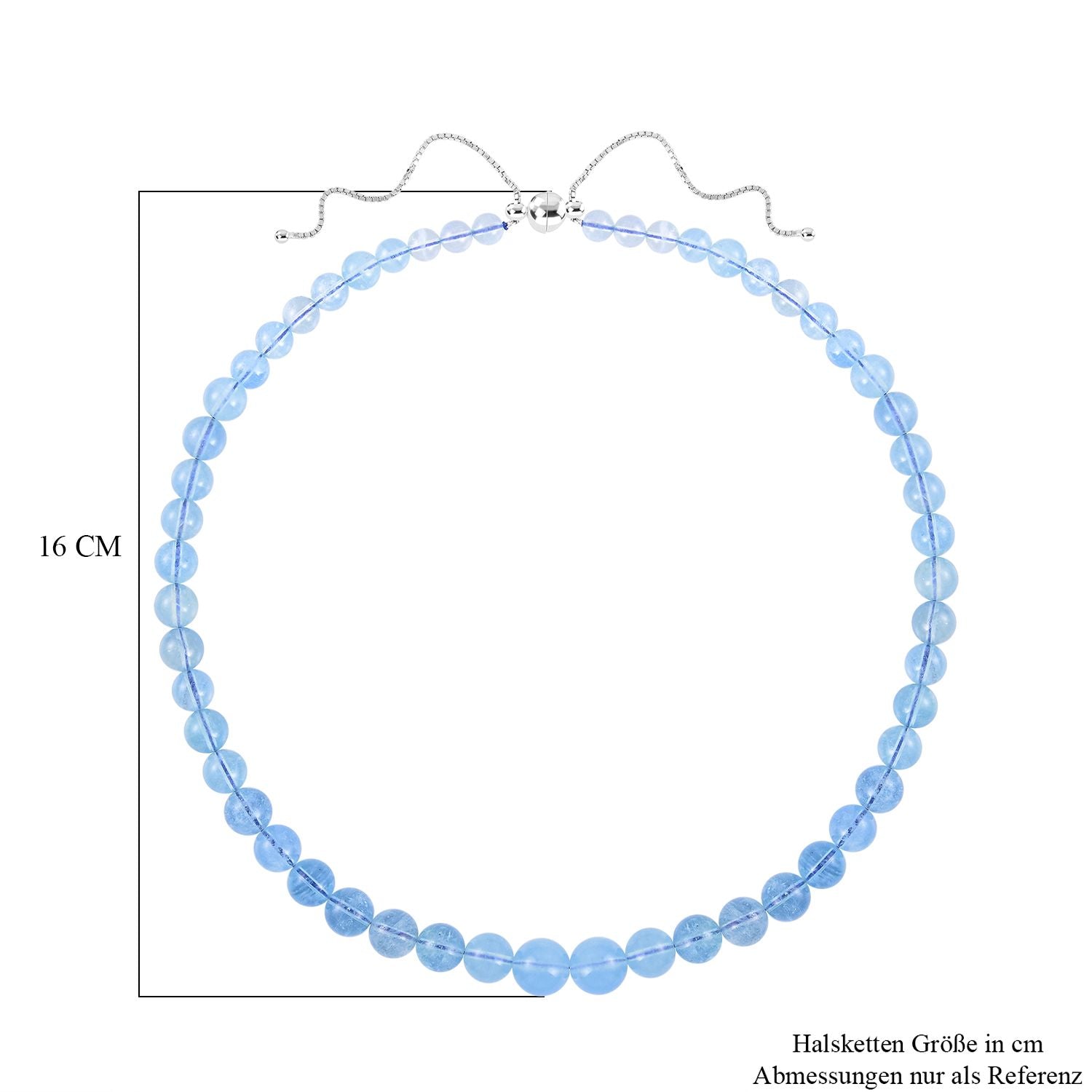 Aquamarin Halskette ca. 45 cm 925 Silber rhodiniert ca. 244.00 ct