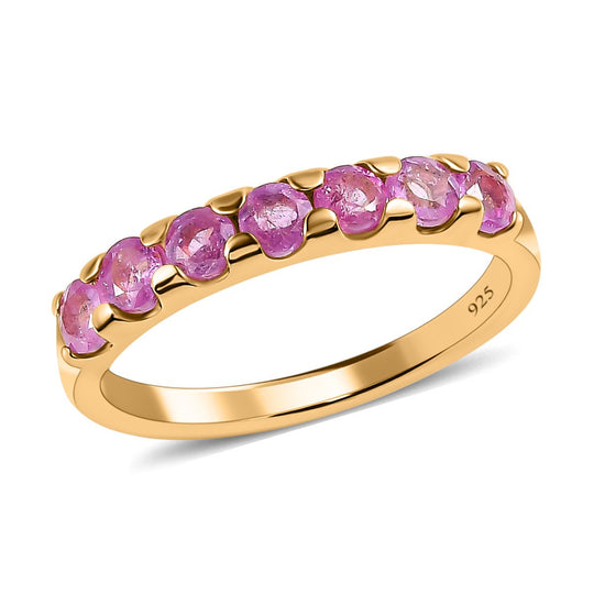 Ilakaka Rosa Saphir (Fissure gefüllt) Ring, 925 Silber vergoldet ca. 1.30 ct