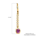 Ilakaka Rosa Saphir (Fissure gefüllt), weißer Zirkon Ohrringe, 925 Silber vergoldet ca. 1.21 ct