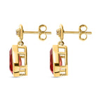 Sunset Quarz Triplette, weißer Zirkon Ohrringe, 925 Silber vergoldet ca. 4.22 ct