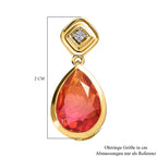 Sunset Quarz Triplette, weißer Zirkon Ohrringe, 925 Silber vergoldet ca. 4.22 ct