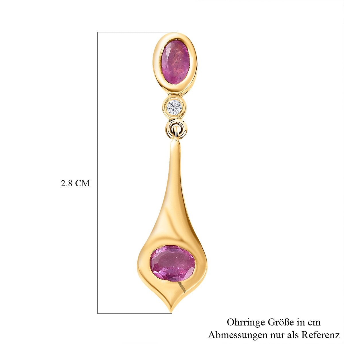 Ilakaka Rosa Saphir (Fissure gefüllt) Ohrringe 925 Silber vergoldet ca. 1.71 ct